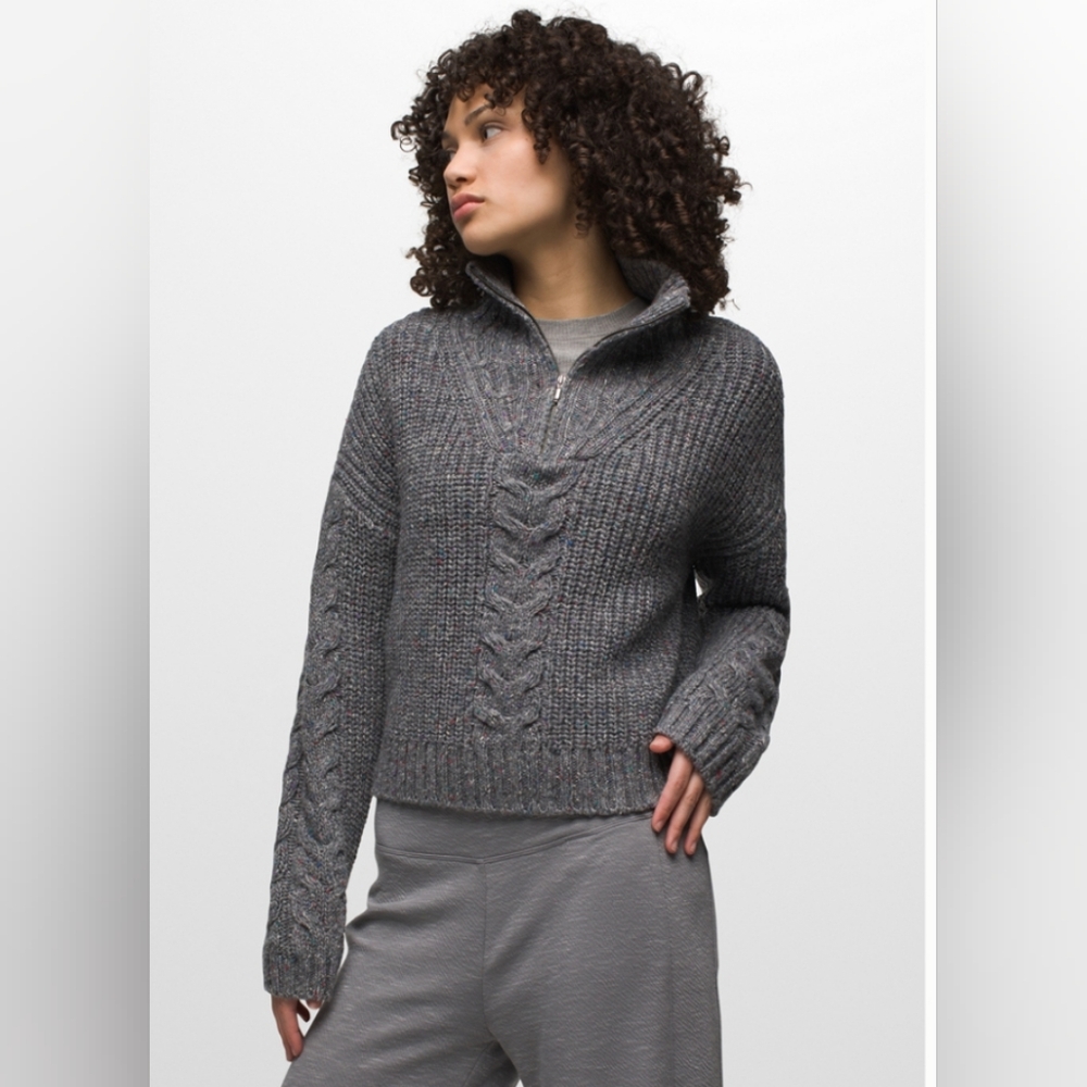 Prana Gray V-Neck Sweater